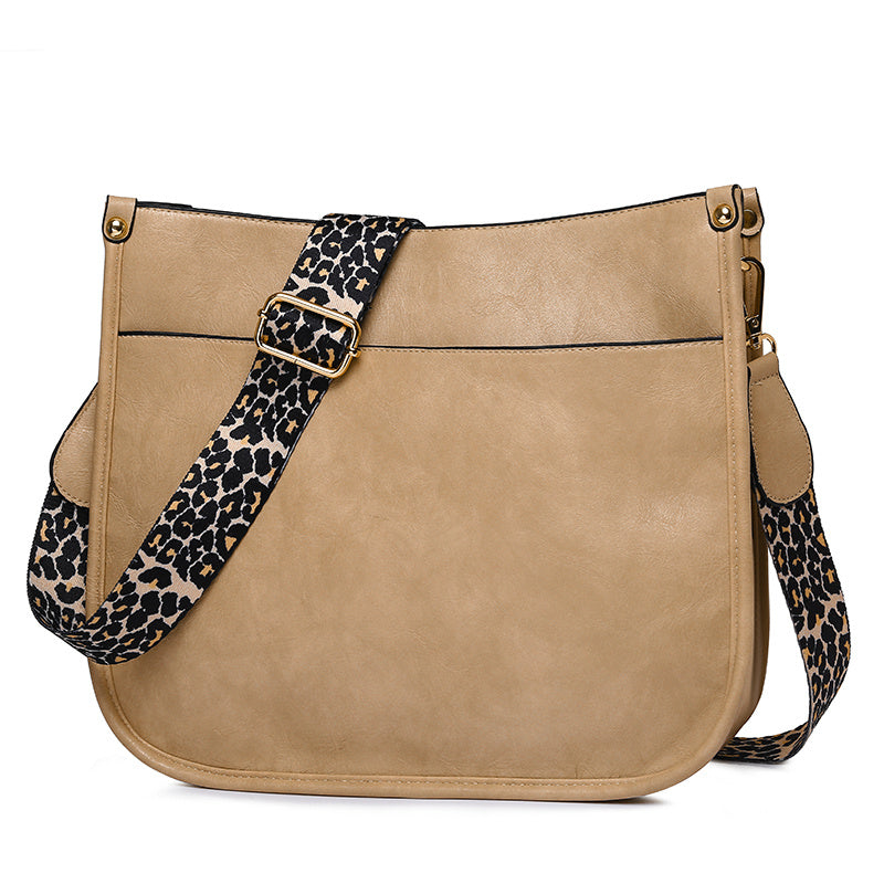 Leopard Print Crossbody Bag Saddle Shoulder Zipper Bag