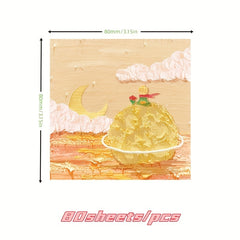 80 Sheets Painting Style Sticky Notes, Small Fresh Message Note Stickers