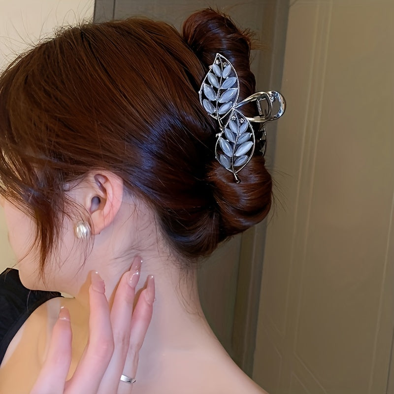 Opal Hair Claw Headwear for Women Leaf Shape Hair Clip