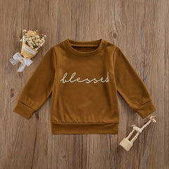 Toddler's Blessed Letter Sweatshirt Boy's Casual Pullover