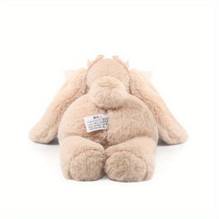 Soft Beige Rabbit Plush w/ Expressive Eyes & Fluffy Ears Pink Bow Tie Stuffed An