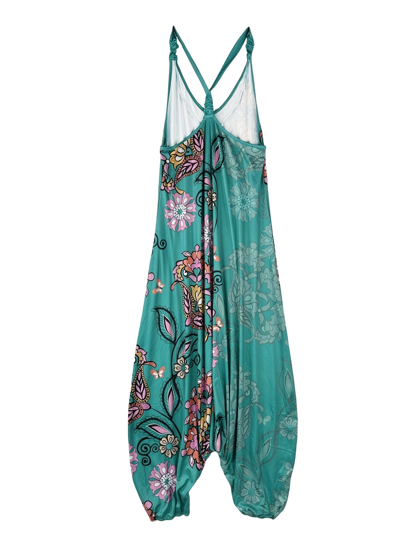  Paisley Print V Neck Boho Jumpsuit