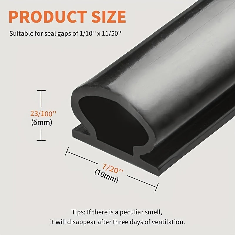 D-Shape Door Weather Stripping 10 Meter Self-Adhesive Backing Soundproofing Seal