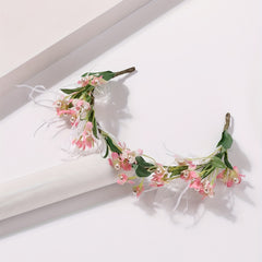 Faux Ostrich Decor Wreath Floral Tiara Headband for Wedding Party Girls