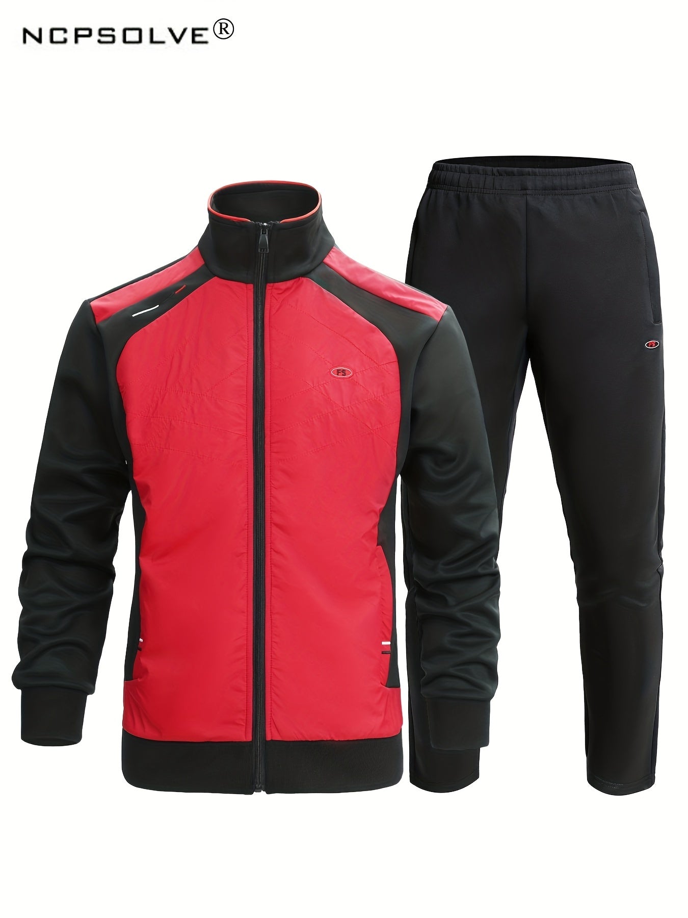 Men's Block Suit Zip Up Jacket & Athletic Pants