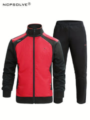 Men's Block Suit Zip Up Jacket & Athletic Pants