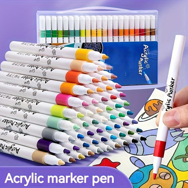 12pcs Quick Dry Acrylic Paint Pens Waterproof Fine Tip for Canvas Wood