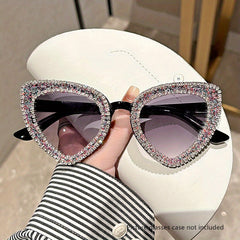 Heart Cat Eye Sunglasses Glitter Rhinestone UV400 Sun Shades