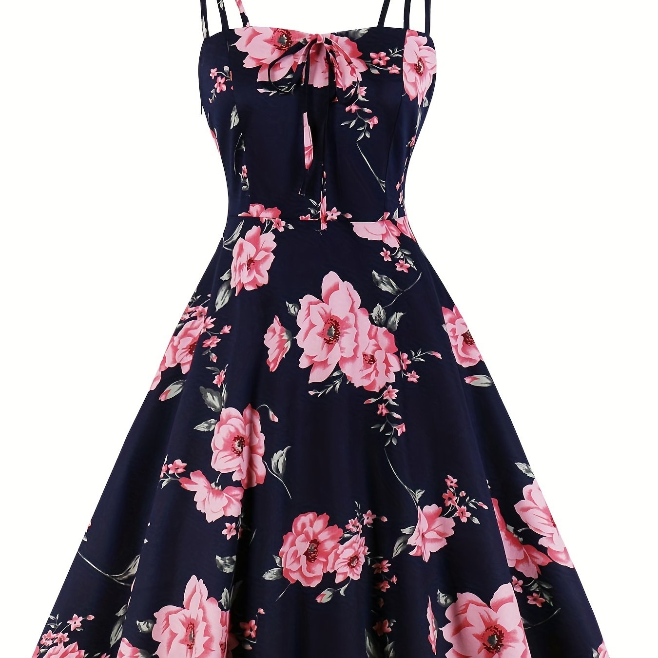  Retro Dress Women's Plus Floral Print A-line Dress
