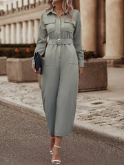 Y2K Belted Cargo Jumpsuit Tunic Long Sleeve Romper