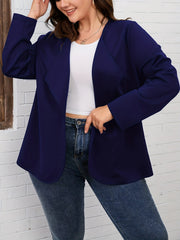  Solid Long Sleeve Open Front Blazer