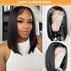 13X4 HD Clear Lace Front Bob Wig Short Straight 100% Human Hair