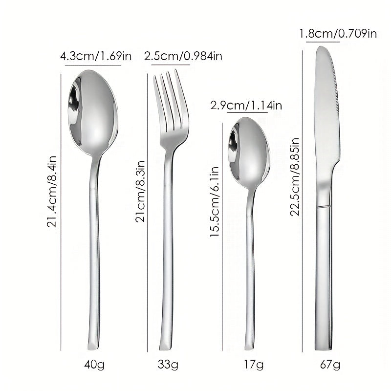 24pcs Silverware Set Mirror Polished Cutlery Utensil Set Home Kitchen