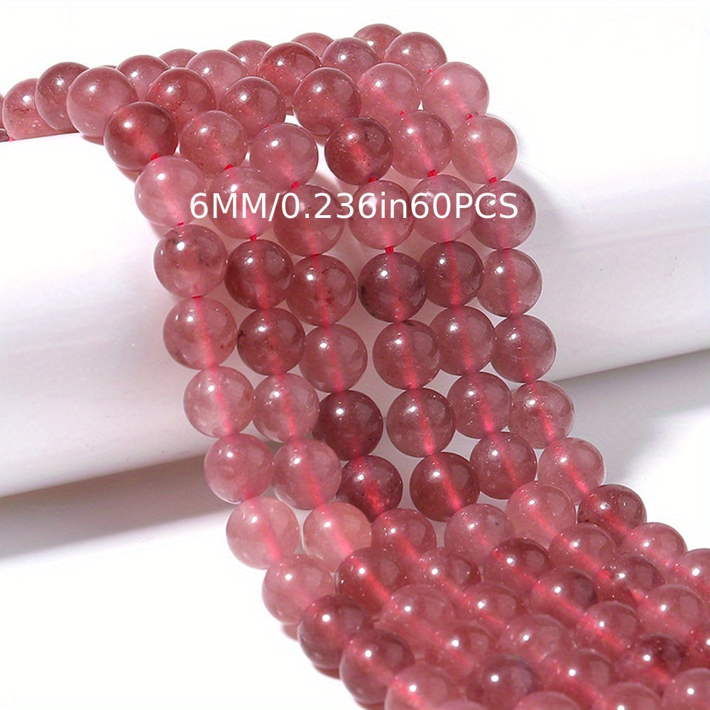 Strawberry Quartz Crystal Stone Beads 60pcs DIY Bracelet Necklace Accessories