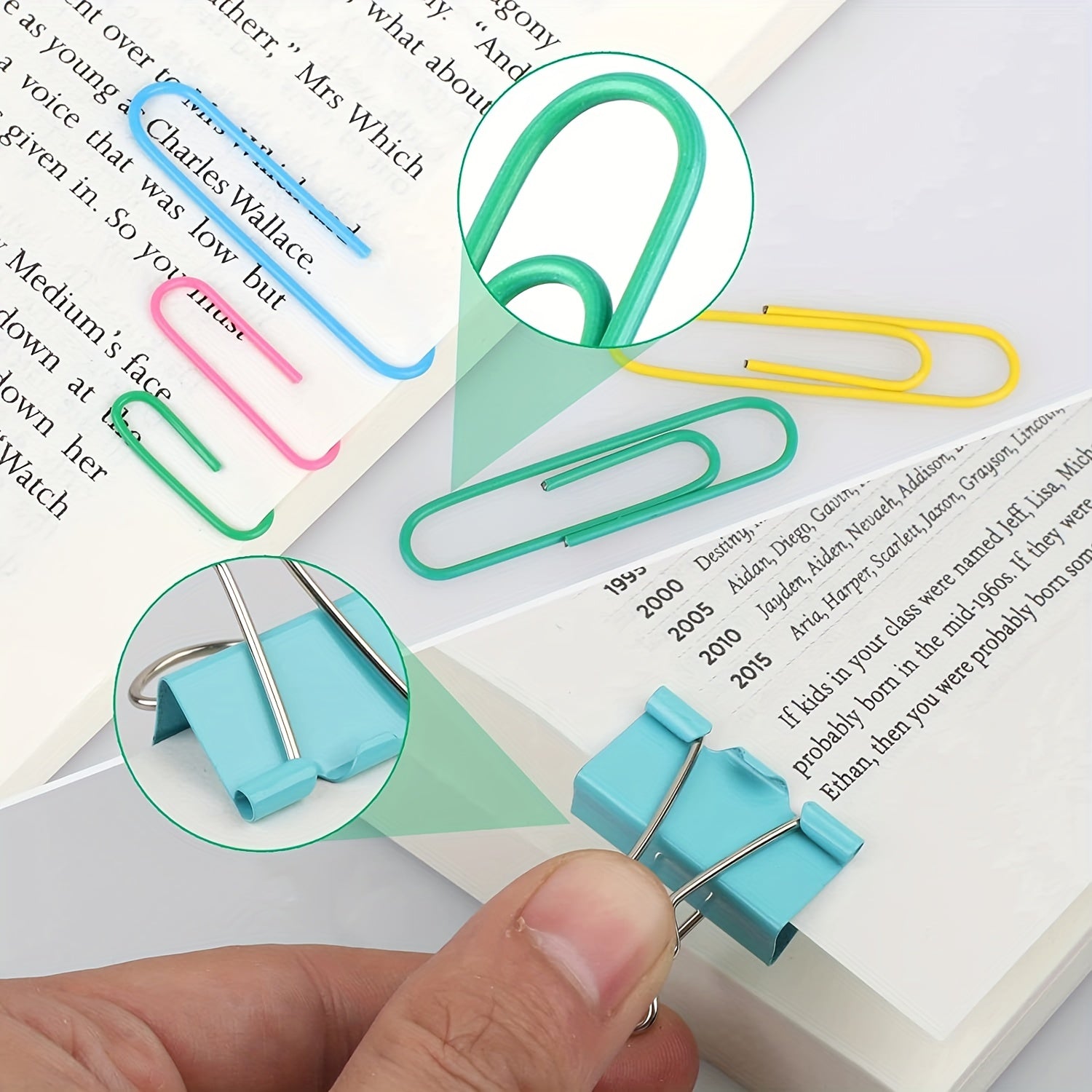 Colorful Paper Clips and Binder Clips Set