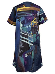  Casual Dress Women's Plus Painting Print Short Sleeve Midi Dress
