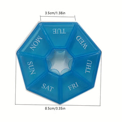 7 Compartment Rainbow Pill Box Weekly Storage Portable Round Container