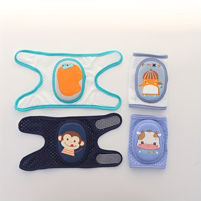 Adjustable Knee & Elbow Pads for Crawling in Pink Navy