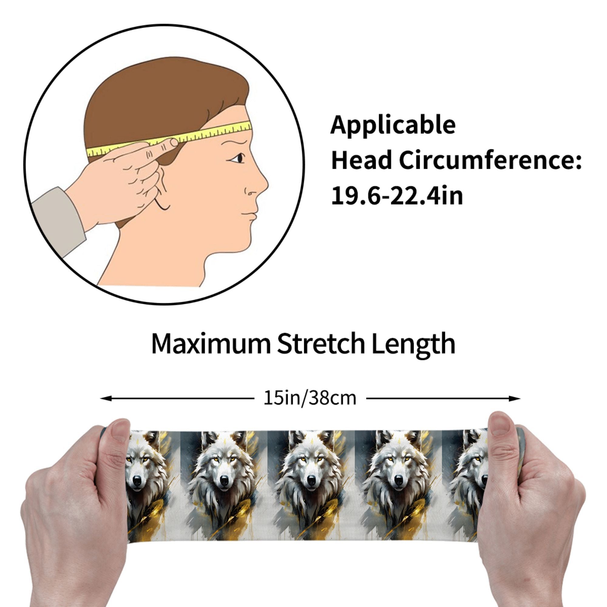 Wolf Themed Unisex Sports Headband Sweat Wicking Stretchy & Breathable Polyester