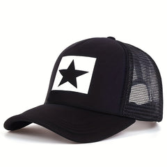 Star Print Mesh Trucker Hat Hip Hop Baseball Cap Breathable Sunshade Dad Hats