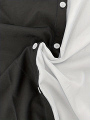  Colorblock Button Up Long Sleeve Top