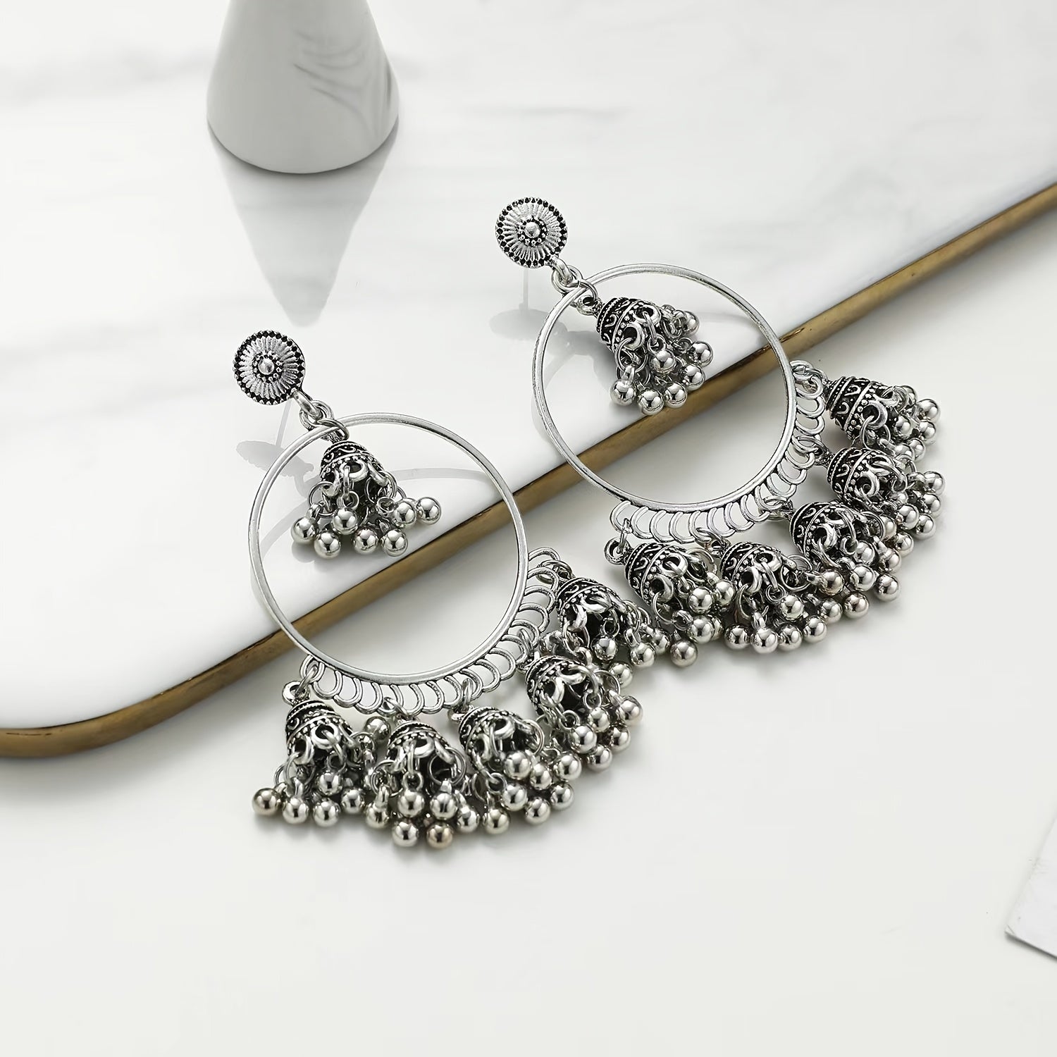 Vintage Indian Hoops Jhumka Earrings - Female Jewelry