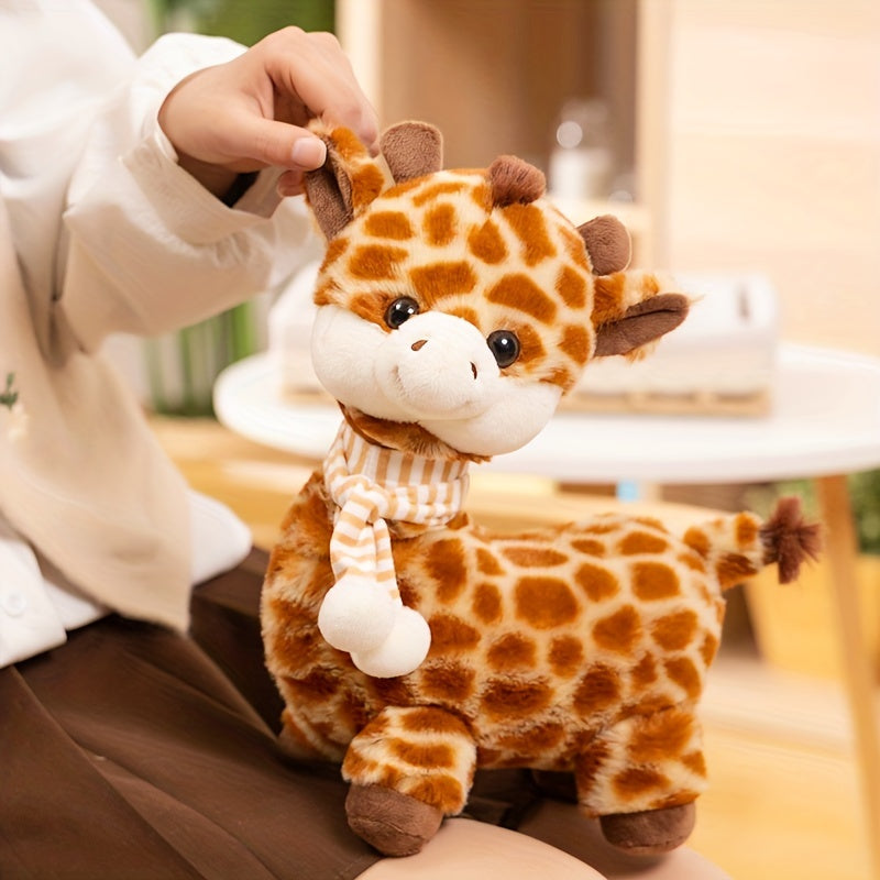 Soft Giraffe Plush Toy with Scarf 11.81in Brown & Striped