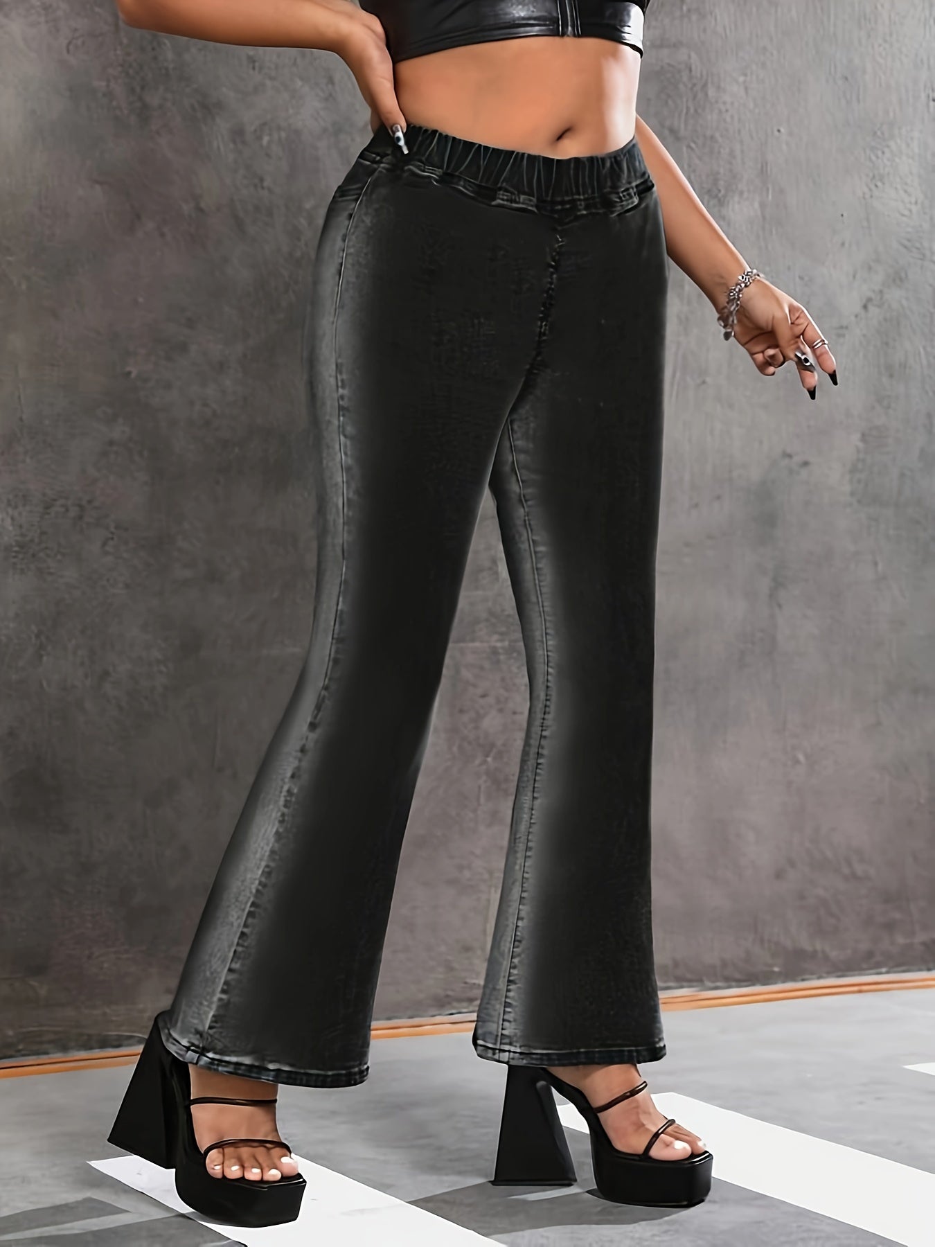  Retro Jeans Women's Plus Flare Leg Jeans