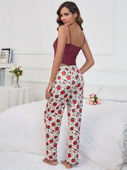 Cartoon Print Lounge Set Top & Pants Women's Loungewear