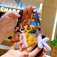Creative English Letter Keychain PU Leather Pendant Bag Ornament