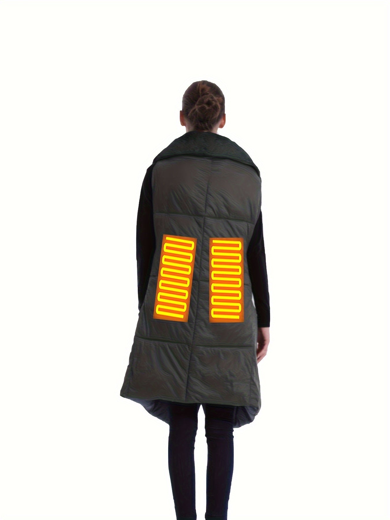 Pocket Heating Jacket Shawl Style Wearable Button Clouser Outdoor Jacket