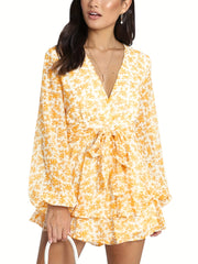 Ruffle Layered Romper Long Sleeve Jumpsuit