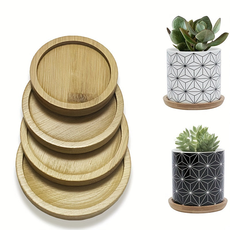 2pcs Bamboo Plant Saucer 6-8 Round Plant Pot Tray Planter Trays