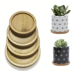 2pcs Bamboo Plant Saucer 6-8 Round Plant Pot Tray Planter Trays