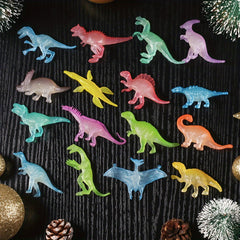 16pcs Mini Dinosaur Figures Glow-in-the-Dark Birthday Party Favors