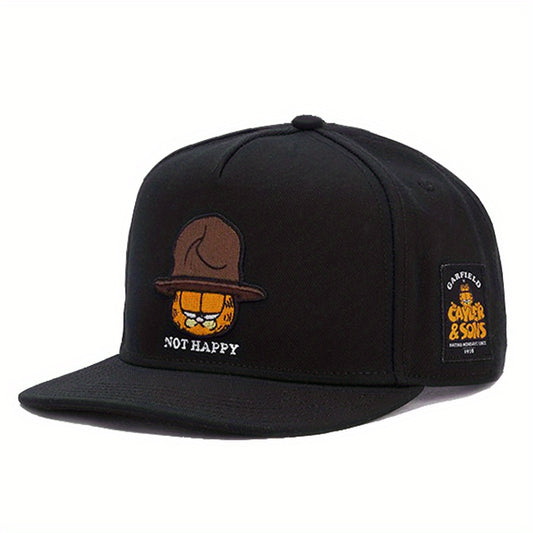 Cat Embroidery Men's Flat Brim Baseball Cap Snapback Hat