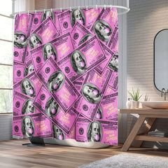 Money Shower Curtain Cash Theme Bathroom Decor Waterproof Polyester