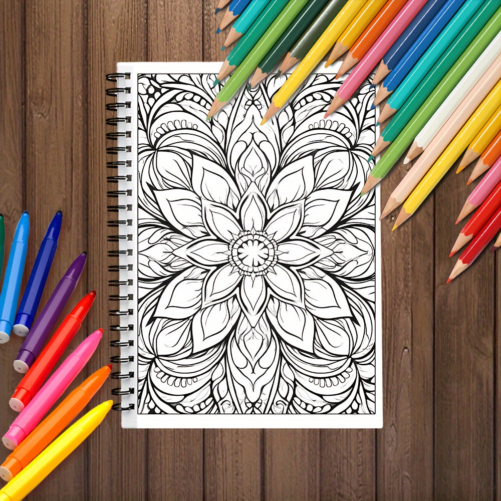 Spiral Bound Coloring Book for Teens and Adults 30 Unique Patterns