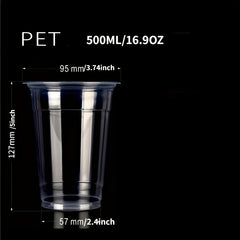 50pcs Disposable Water Cups 12oz 17oz 24oz Leak Proof Plastic Coffee Cups