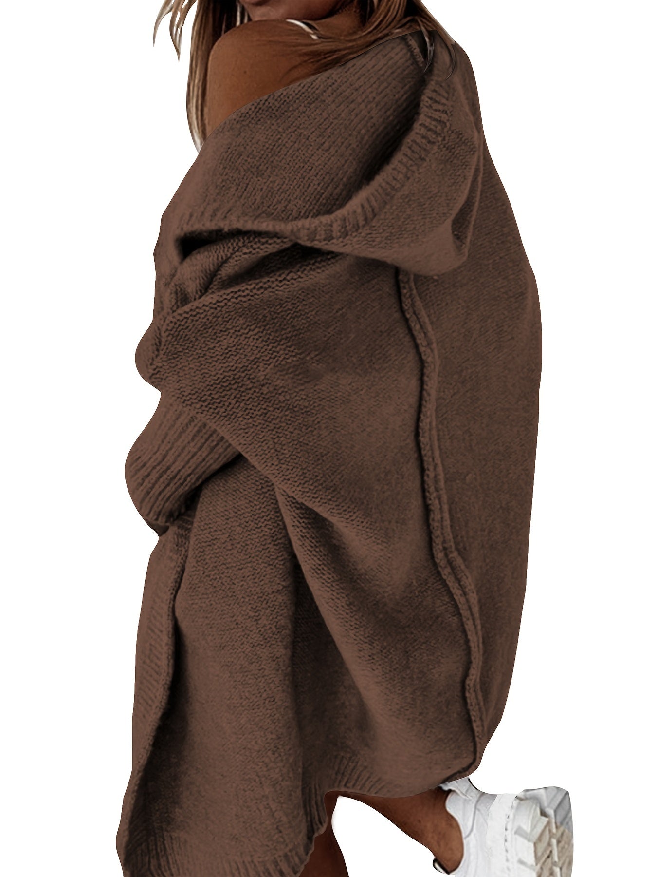 Oversized Knitted Cardigan Long Sleeve Casual Sweater For Winter & Fall