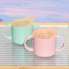 150ml Drinking Cup With Lid Double Handle Portable Water Cup