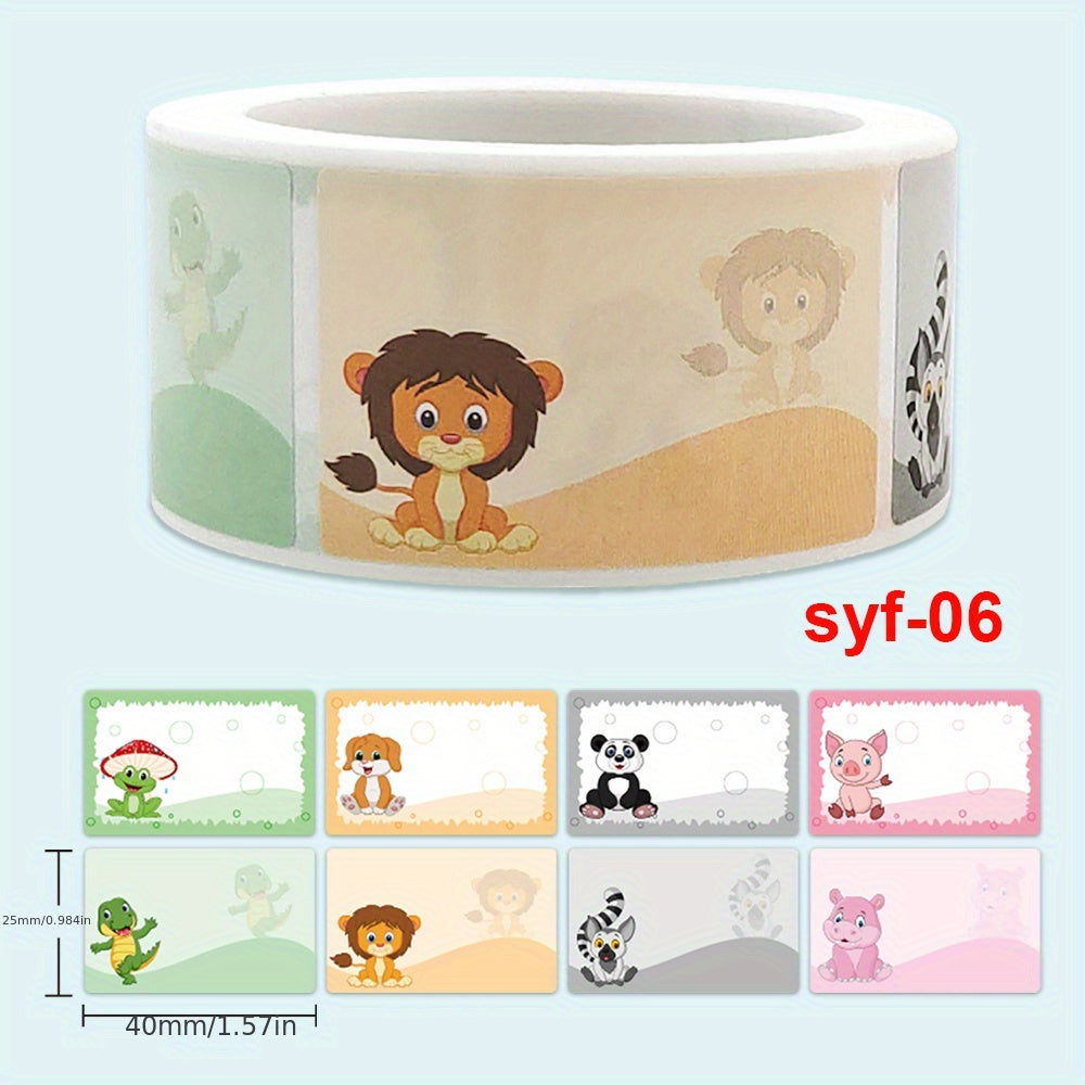 Cartoon Name Label Sticker Roll, Handwritten Adhesive Book Name Tag