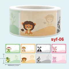 Cartoon Name Label Sticker Roll, Handwritten Adhesive Book Name Tag