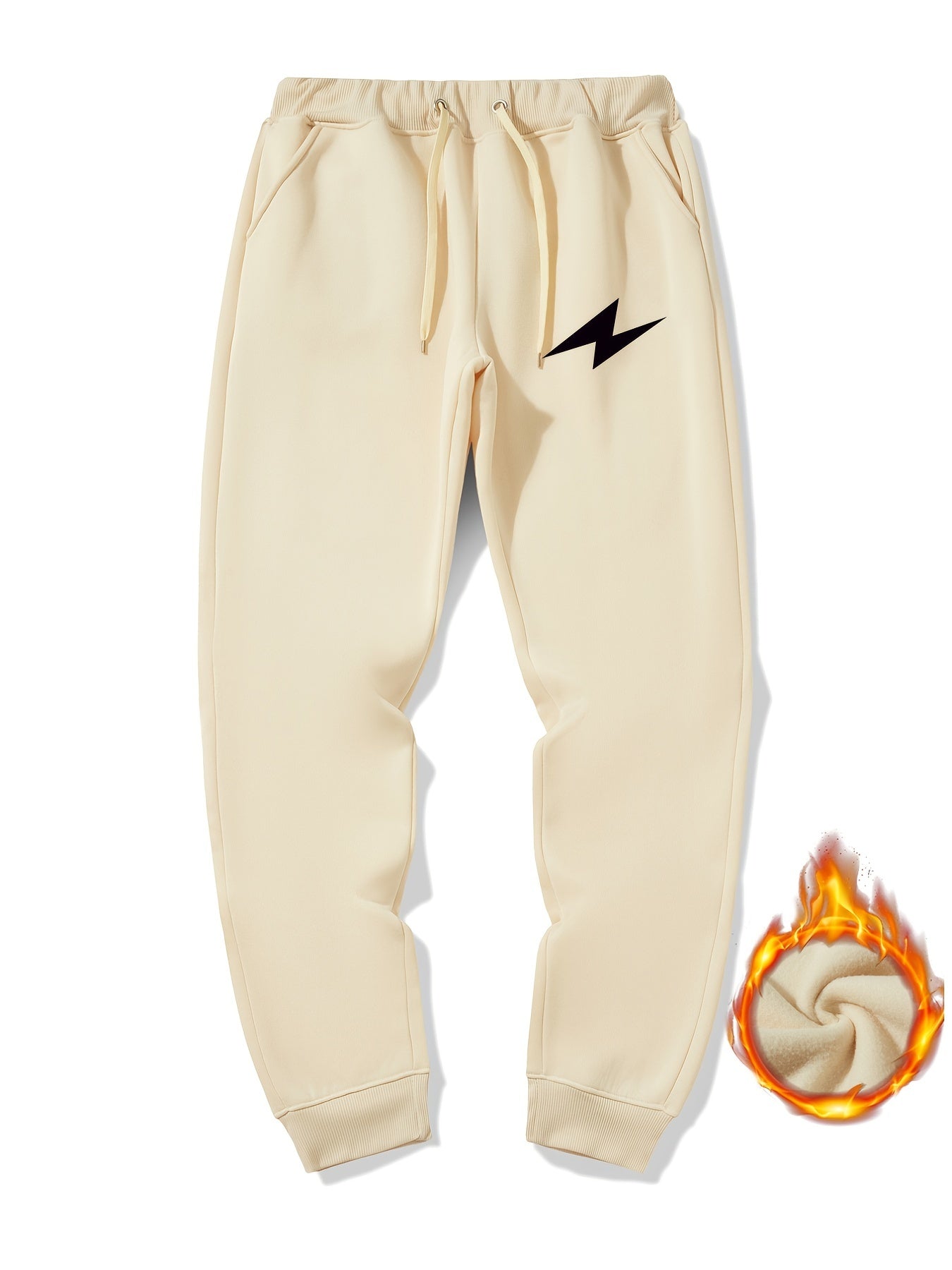 Lightning Print Men's Warm Jogger Sweatpants