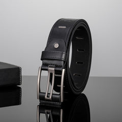 Casual Men's PU Leather Belt with Wide Stitch Buckle