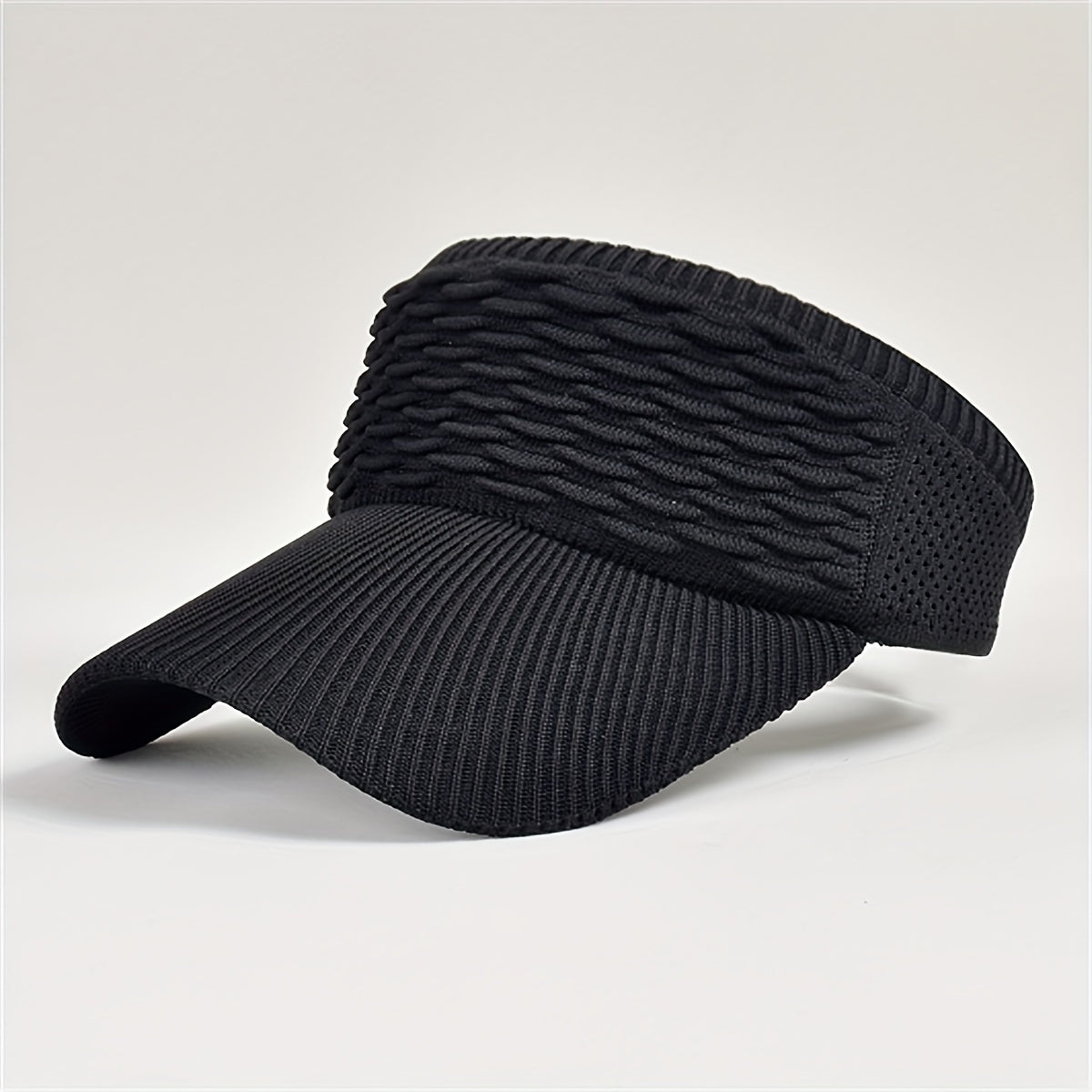 Adjustable Solid Visor Hat Lightweight Ruched Knitted Sun Hat