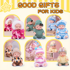 6pcs 4 inch Winter Doll Set for Girls and Boys