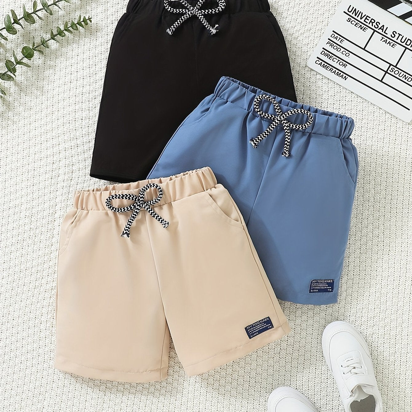 3pcs Boys Letter Print Shorts Quick Drying for Summer