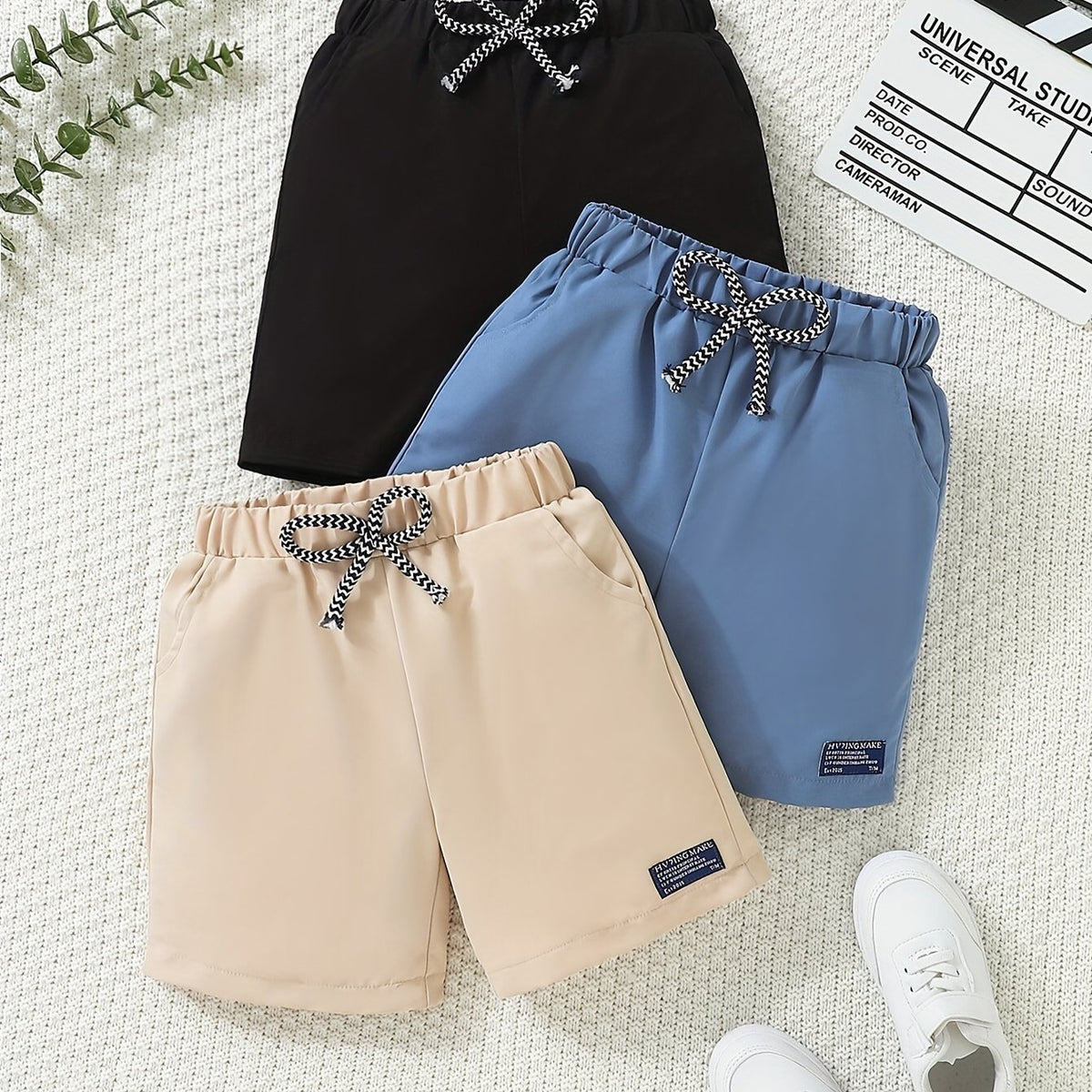 3pcs Boys Letter Print Shorts Quick Drying for Summer