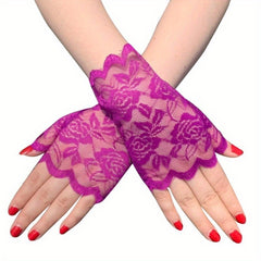 Women Lace Gloves Sunproof Fingerless Bridal Wedding Party Prom Dress